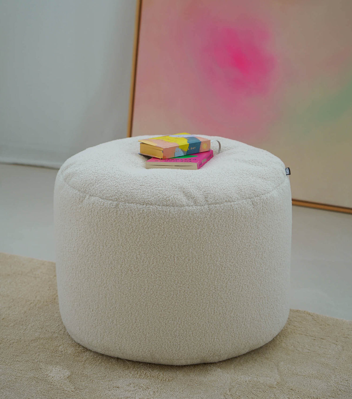 mokebo® 'Mochi' Bouclé pouf seat stool footstool side table