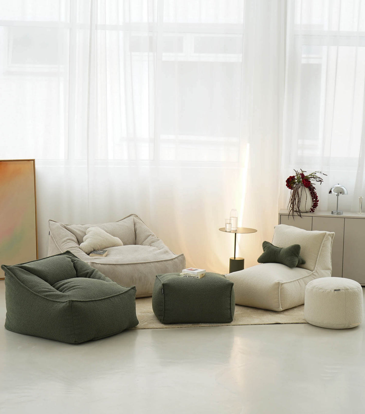 mokebo® 'Doze' Bouclé zitzak Bean Bag relaxplek leesfauteuil