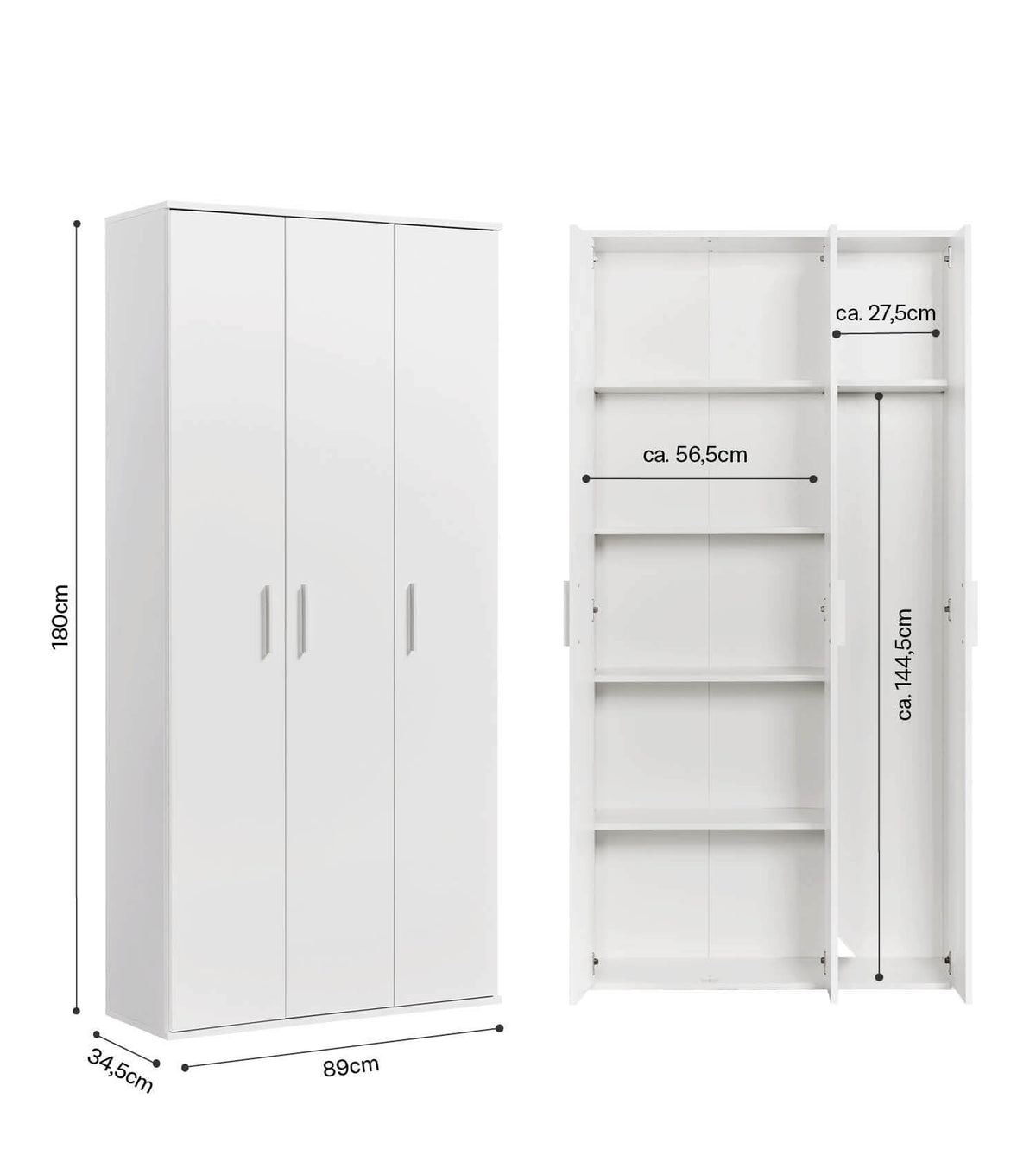 Utility cabinet 'Trio' household cabinet broom cupboard pantry cabinet