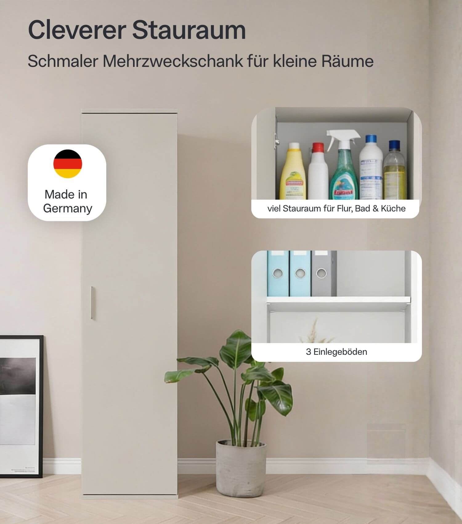 Armoire polyvalente étroite 'Der Kompakte'
