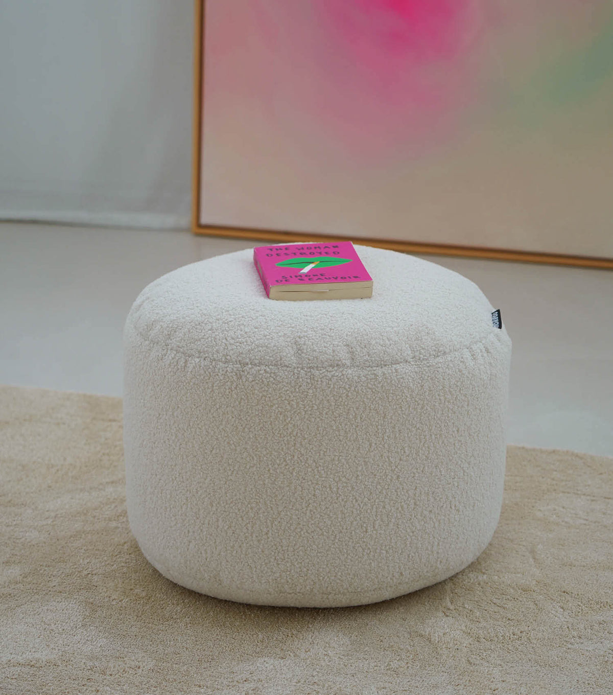 mokebo® 'Mochi' Bouclé pouf seat stool footstool side table