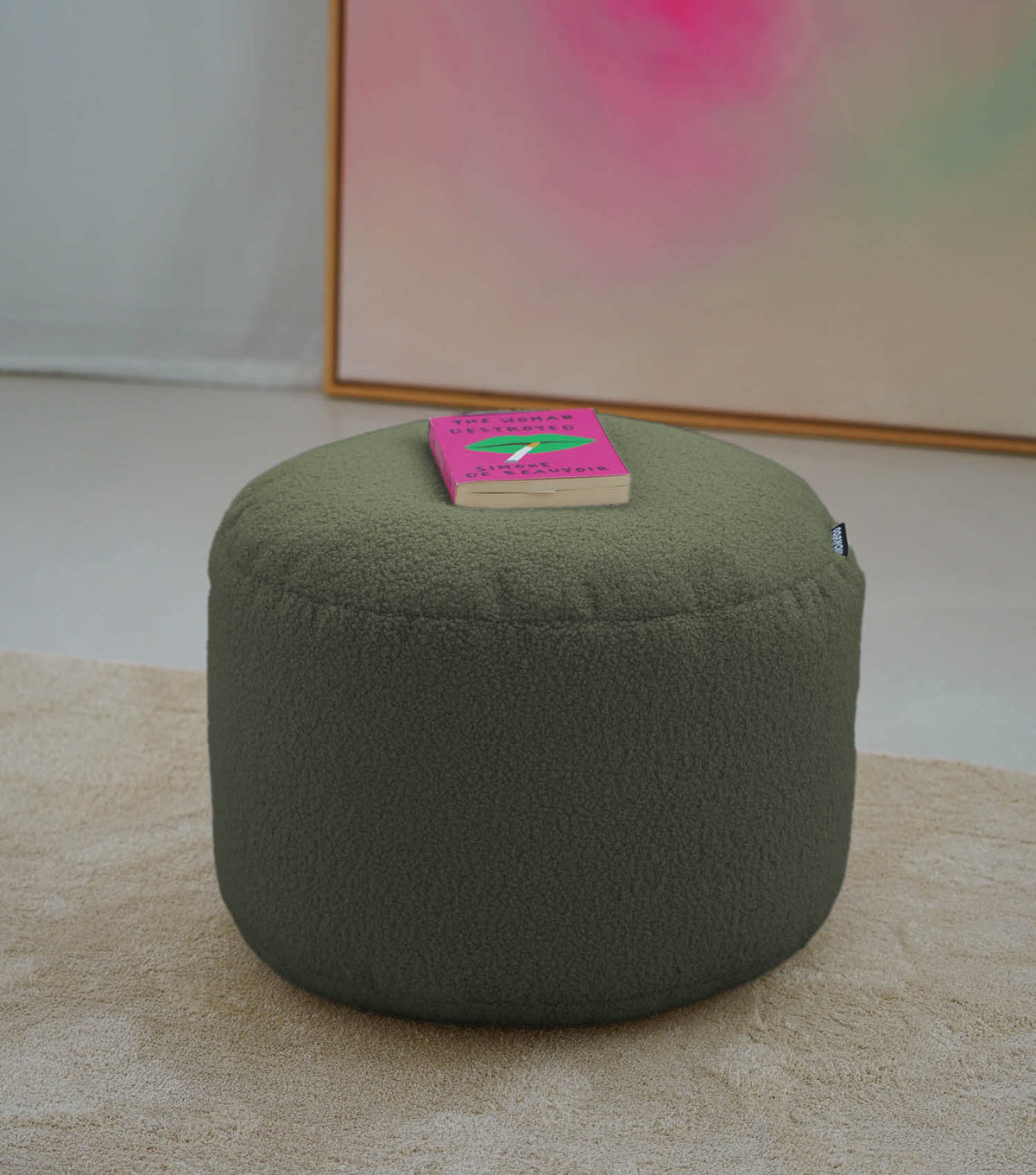 mokebo® 'Mochi' Bouclé pouf seat stool footstool side table