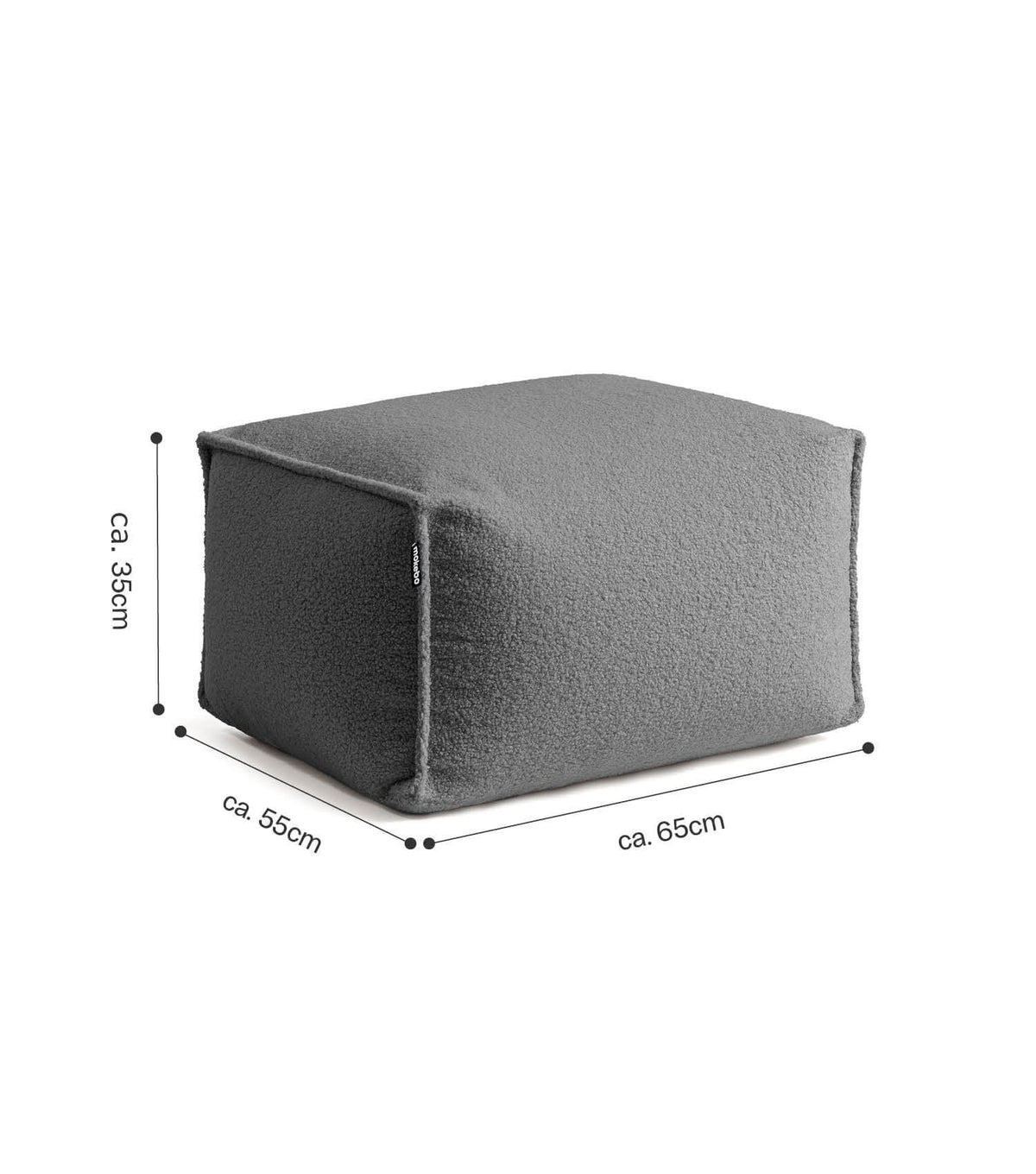 mokebo® 'Block' Bouclé pouf footstool seat cushion floor cushion