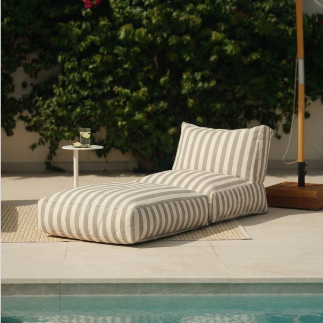 Creme Grau gestreifter Sitzsack