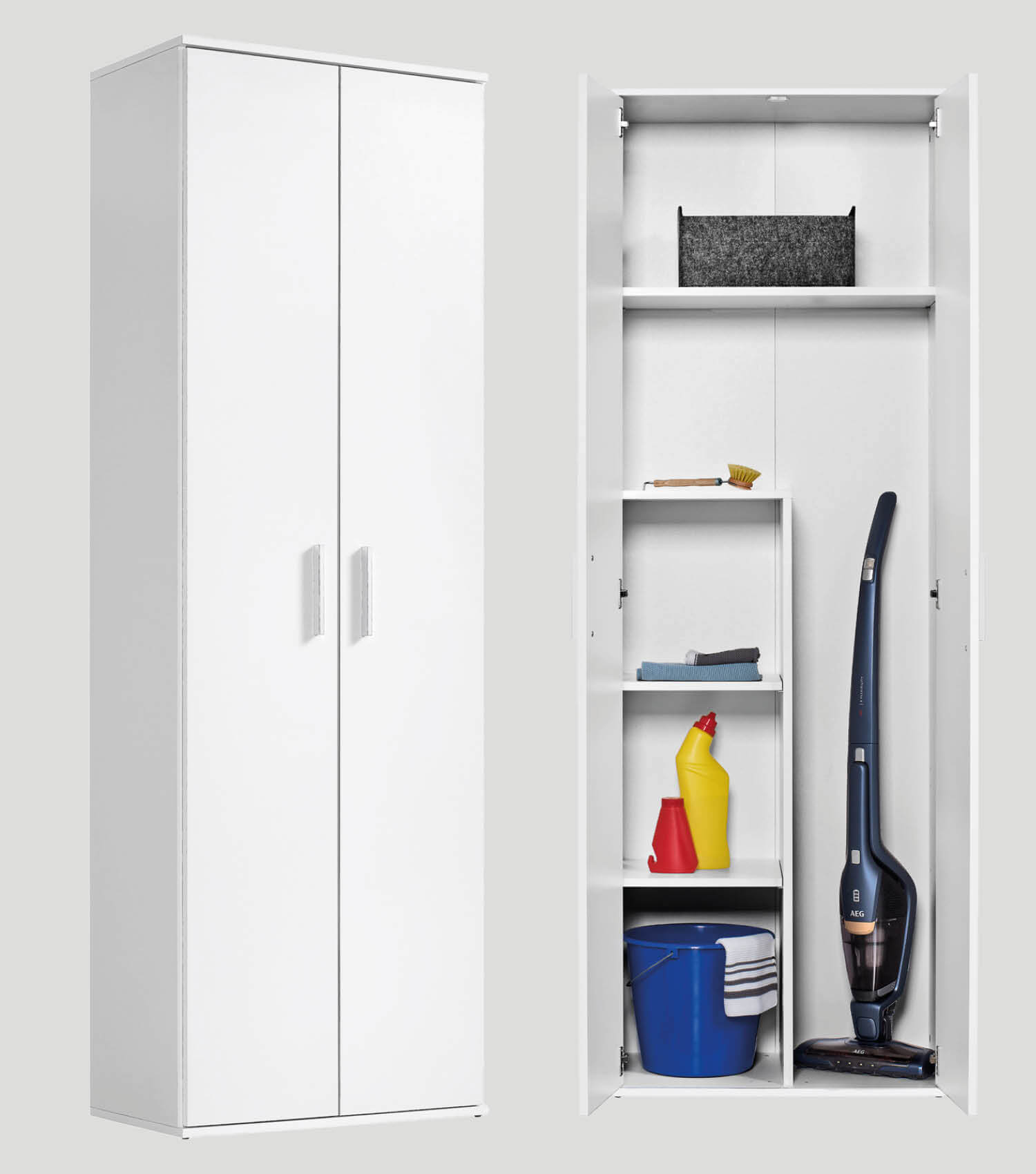 Armoire multifonction, placard à balais, rangement polyvalent, placard d'entrée, placard de cuisine