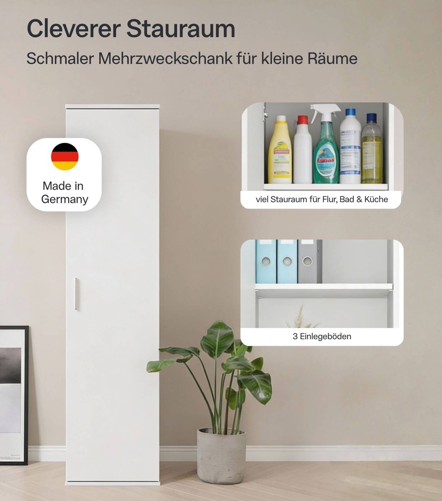Armoire polyvalente étroite 'Der Kompakte'
