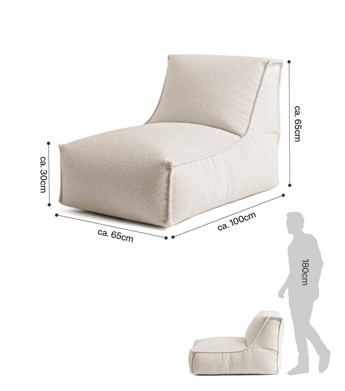 mokebo® 'Doze' Bouclé zitzak Bean Bag relaxplek leesfauteuil