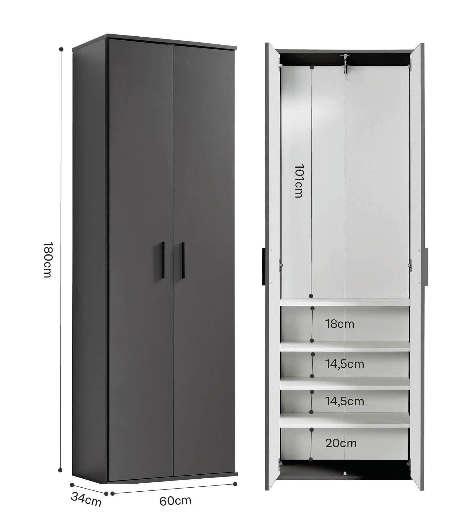 Garderobenschrank Schuhschrank Allzweckschrank Flurschrank Kleiderschrank Flur Möbel