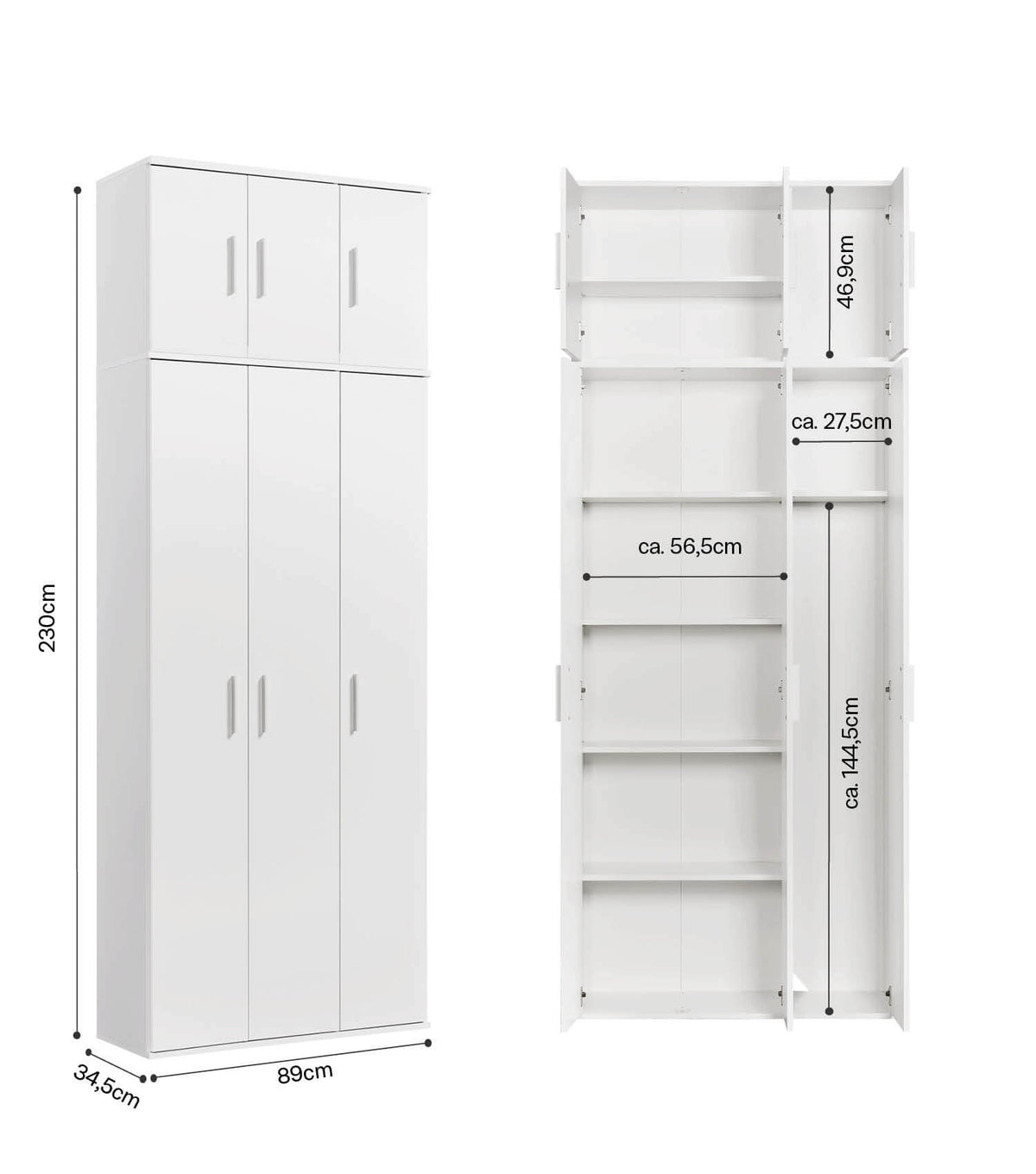 Utility cabinet 'Trio' household cabinet broom cupboard pantry cabinet