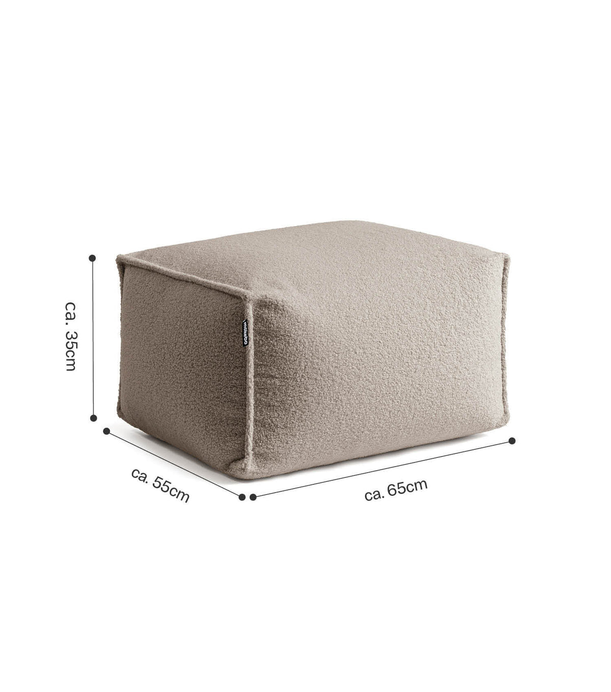 mokebo® 'Block' Bouclé Pouf Hocker Sitzhocker Bodenkissen