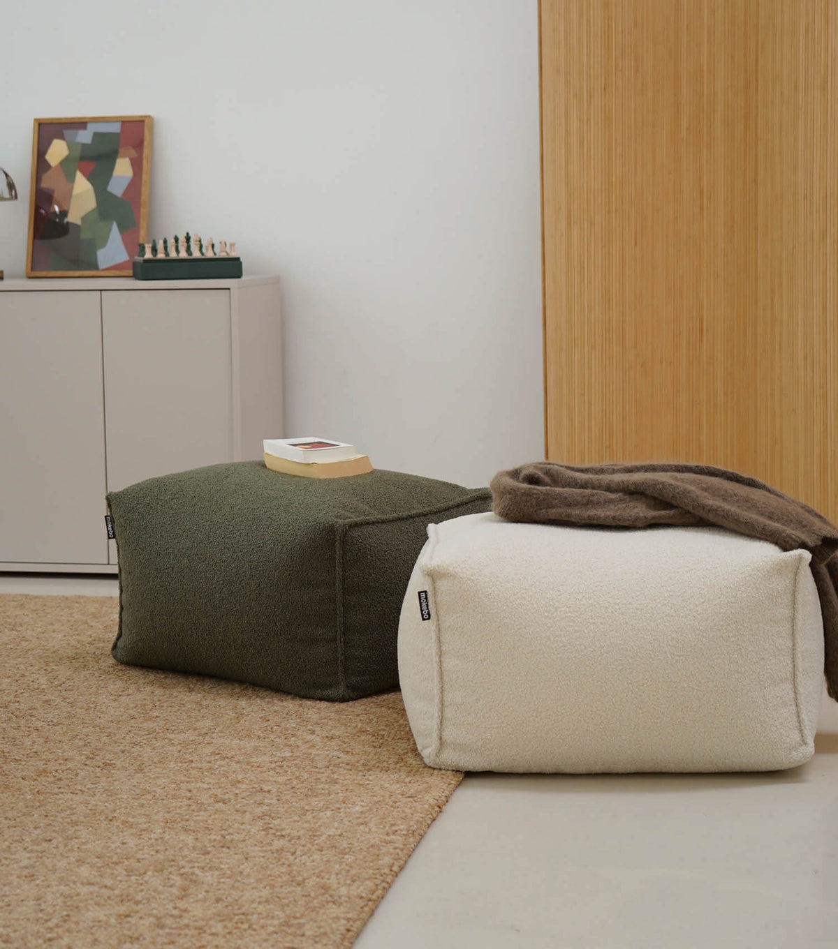 mokebo® 'Block' Bouclé Pouf Hocker Sitzhocker Bodenkissen
