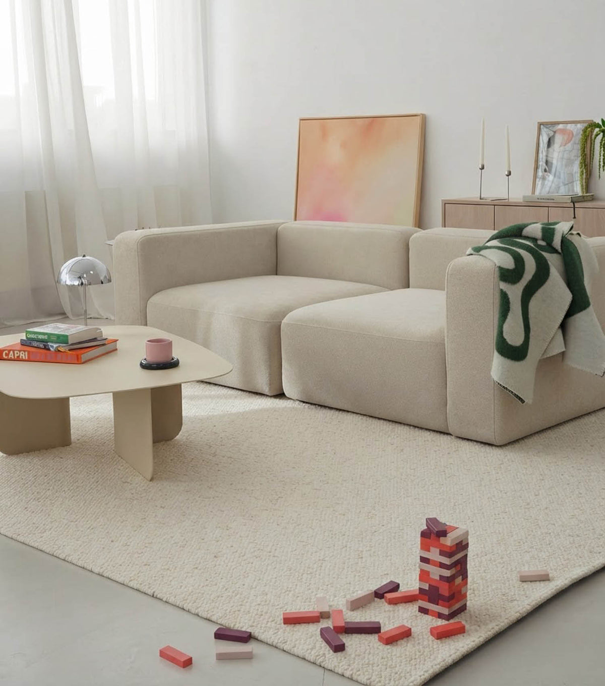 Waschbarer Indoor Teppich 'Loop' Teppich Wohnzimmer Moderner Teppich