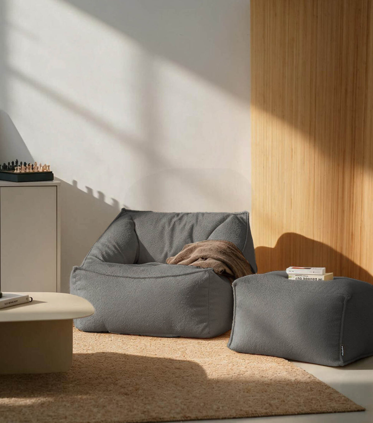 'Snug' Bouclé bean bag armchair reading chair