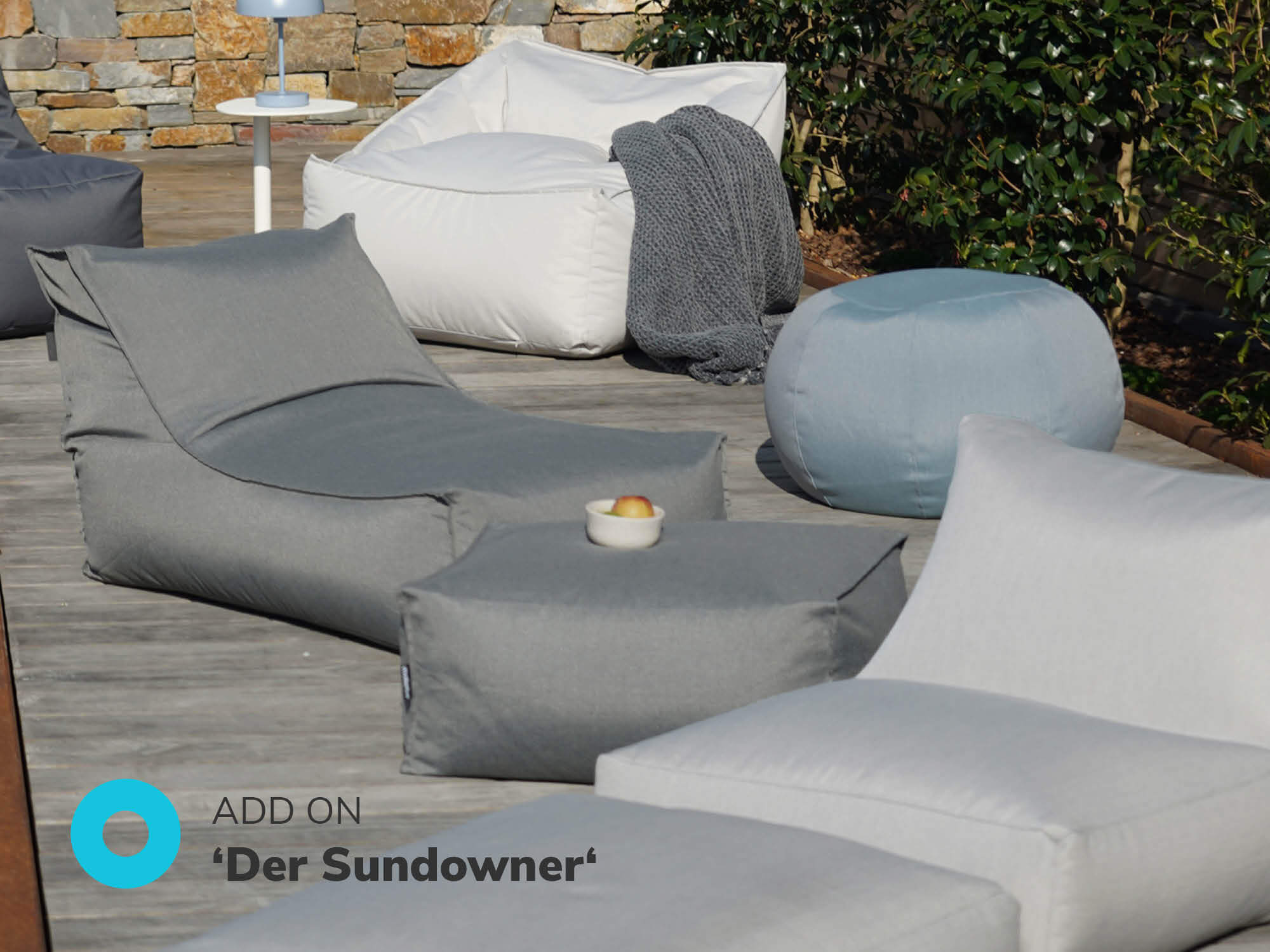 Outdoor Sitzsäcke und Poufs wetterfest Add On 'Der Sundowner' 