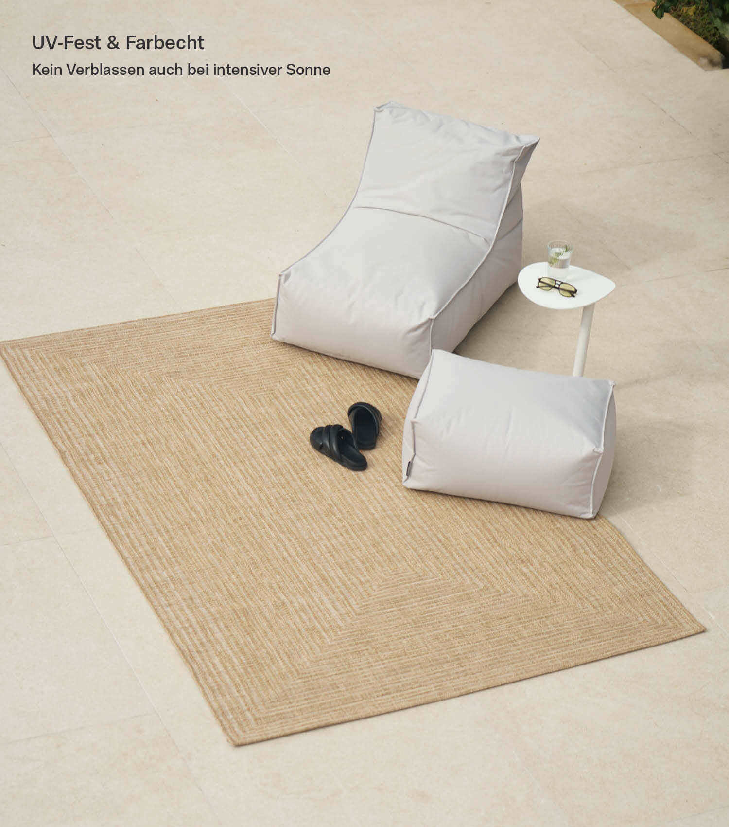 Wetterfester Outdoor Teppich Läufer oder Wohnzimmerteppich#sku_TPO2_Jack28863-055_200x290_natur_C#sku_TPO2_Jack28863-055_160x230_natur_C#sku_TPO2_Jack28863-055_120x170_natur_C