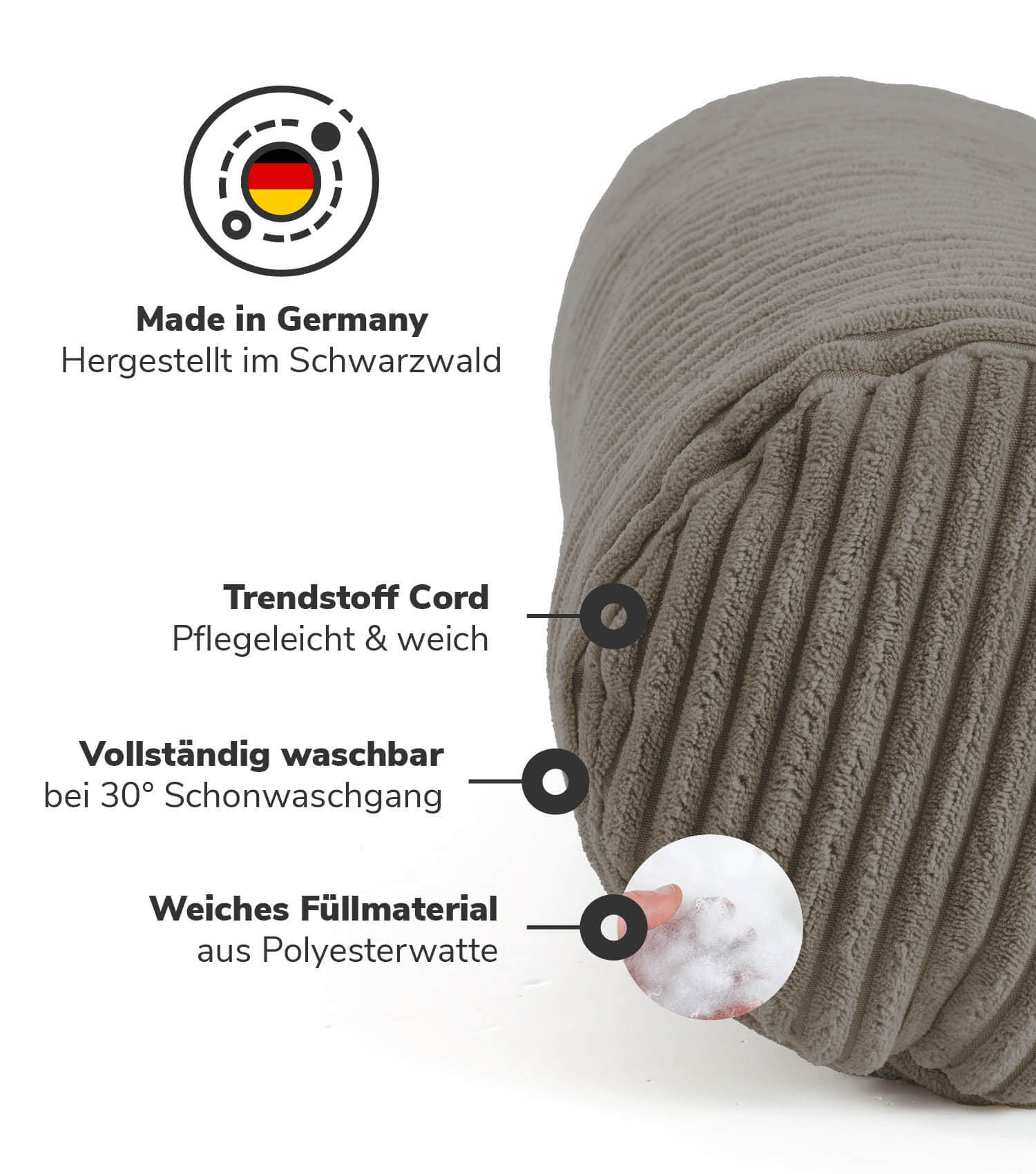 Nackenkissen Nackenrolle Kissenrolle Lesekissen Knierolle Rückenkissen
