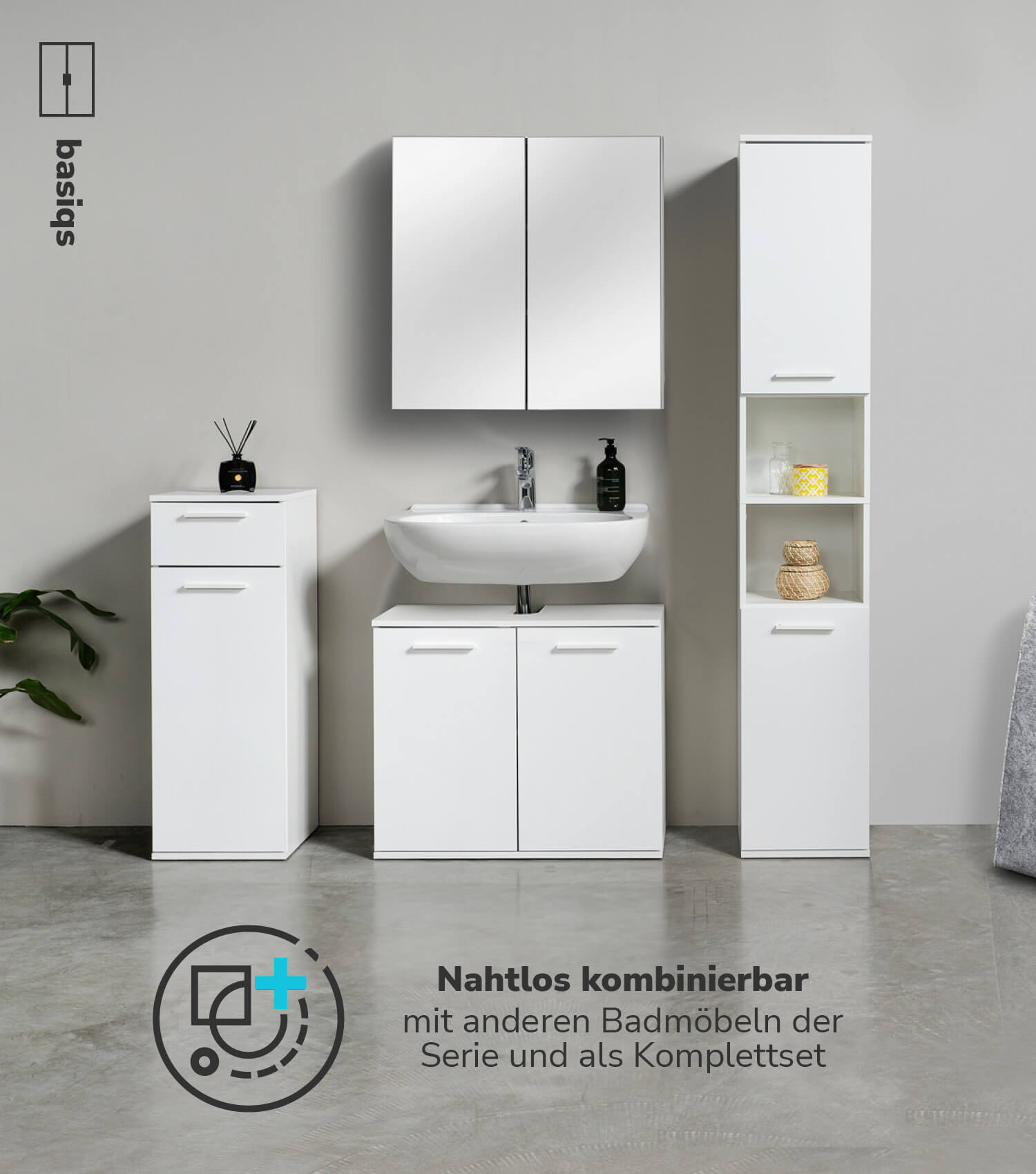 Bad-Hochschrank Badezimmerschrank Badschrank Badezimmerregal Schrank