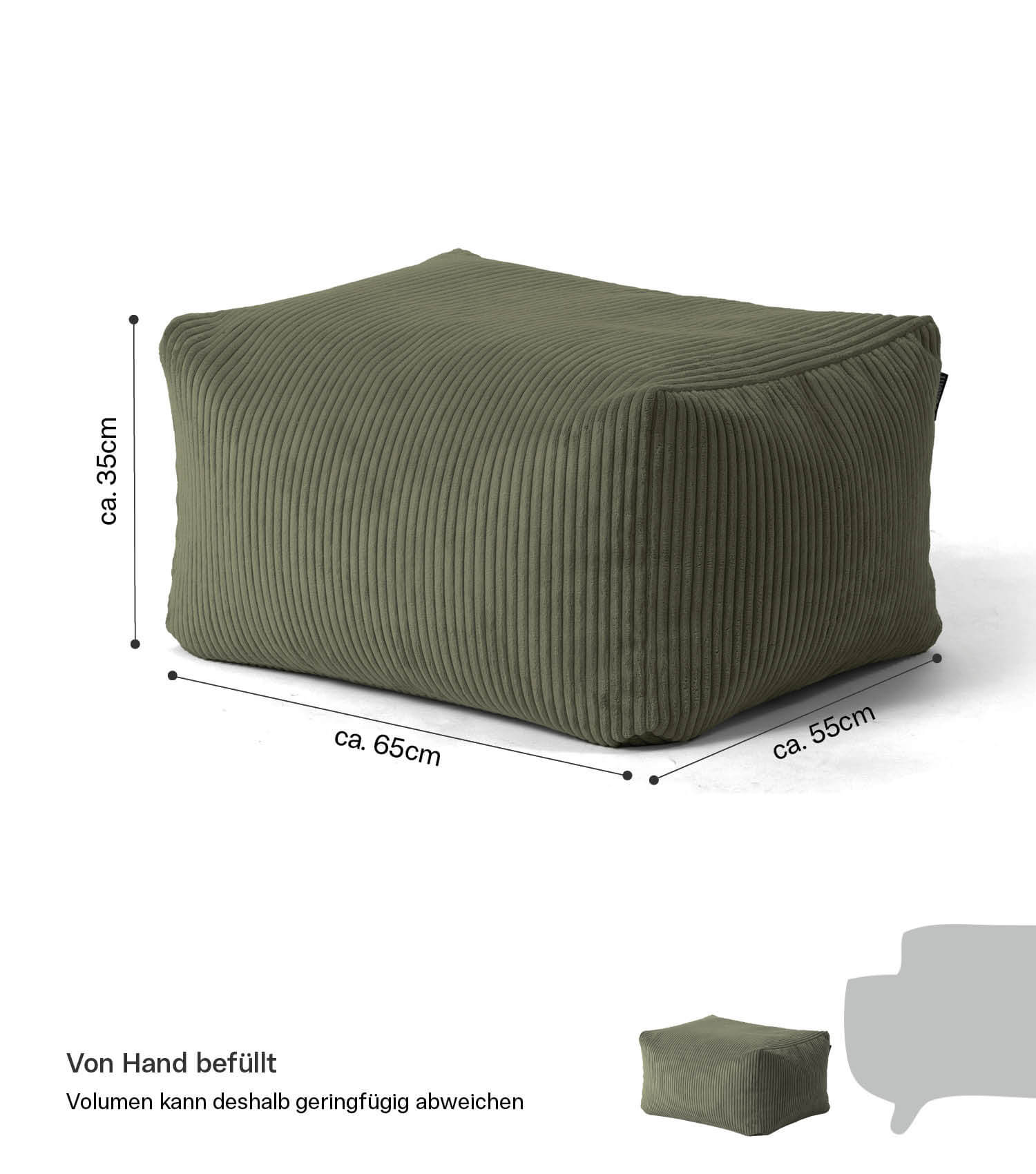 Indoor Pouf Hocker Sitzkissen Bodenkissen 'Der Ruhestifter' Fußhocker eckig